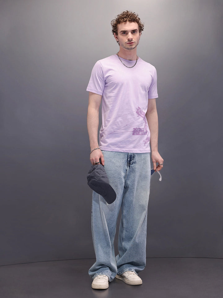 Logo Placement Printed T-Shirt | Lavender