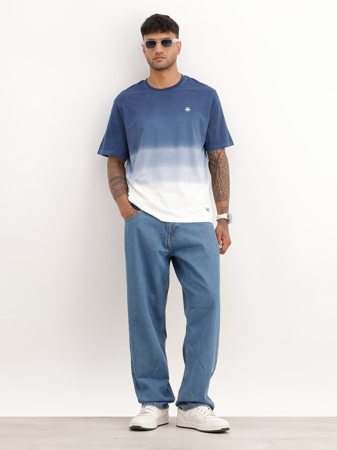 Comfort Fit Placement Printed T-Shirt | Blue