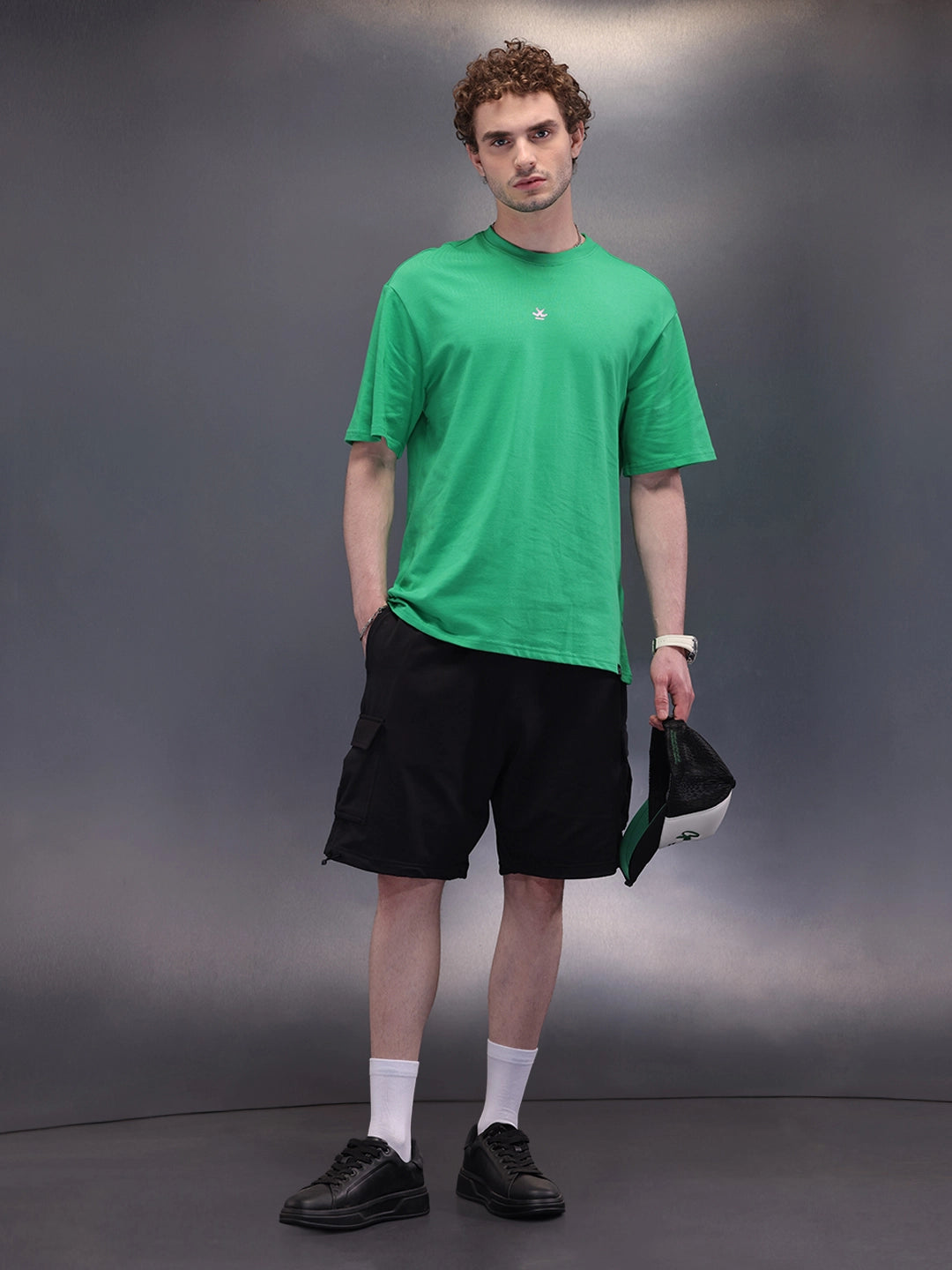 Distressed Printed Oversized T-Shirt | Green