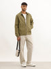 Solid Regular Fit Zipper Jacket | Olive