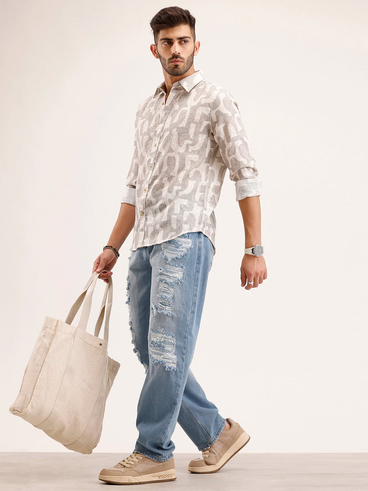 Regular Fit AOP Shirt | Grey