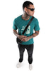 Wrogn Boat Teal Printed T-Shirt