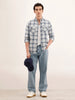 Regular Fit Double Pocket Checkered Shirt | Blue