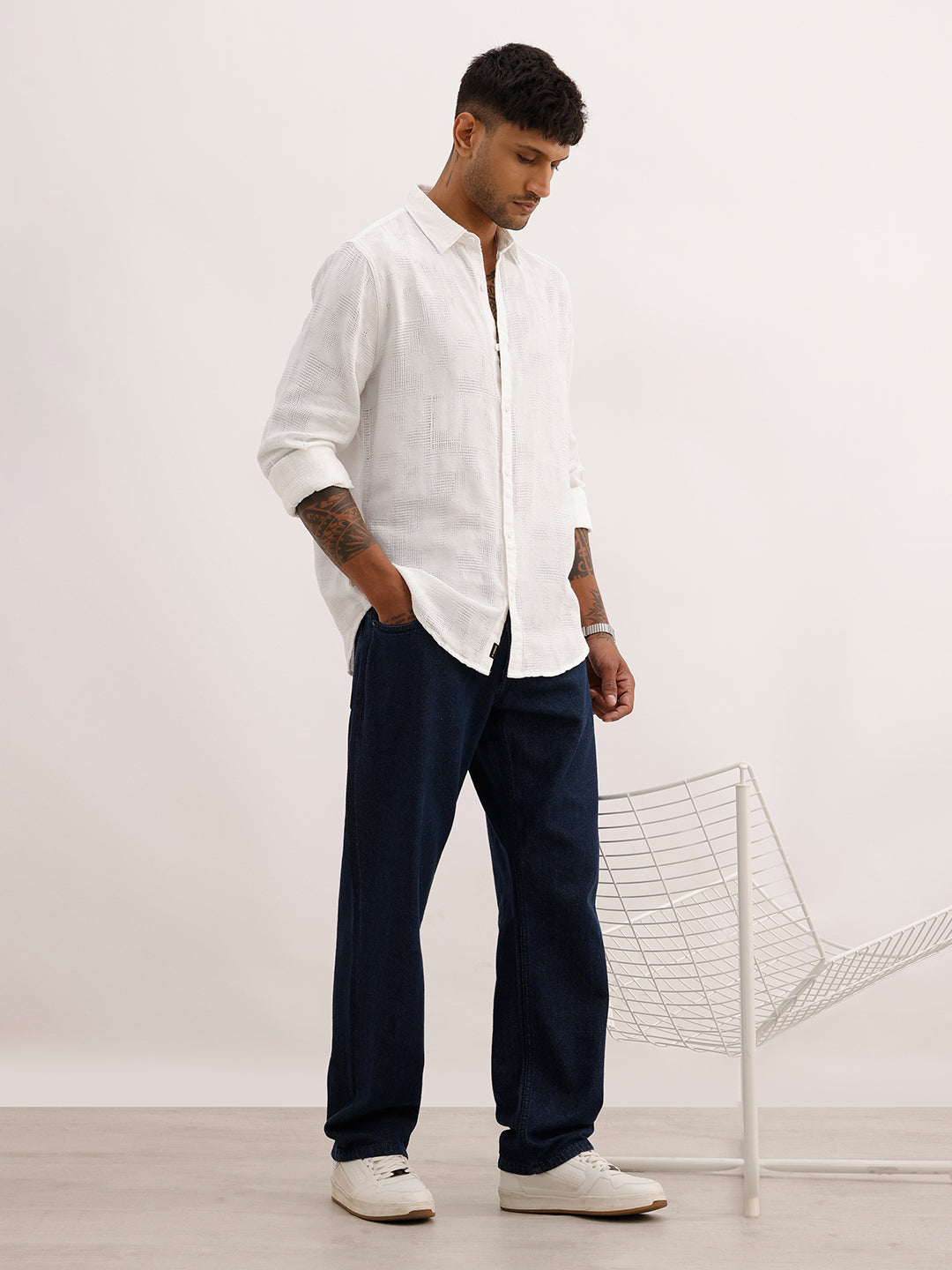 Solid Slim Fit Textured Shirt | White | WSH02FSSL7105W