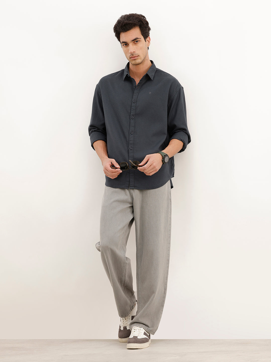 Solid Oversized Full Sleeve Shirt | Blue