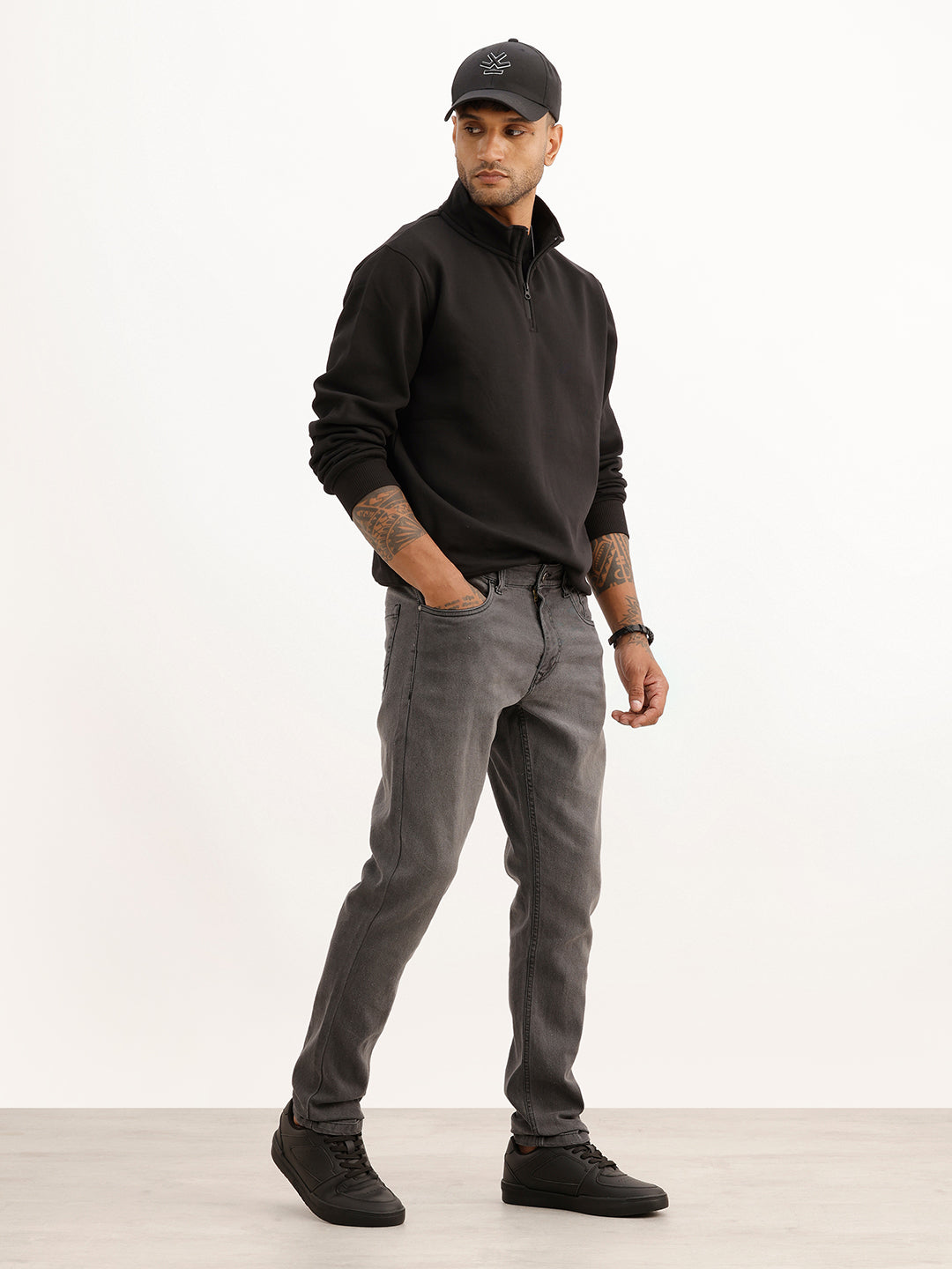 Washed Slim Fit Denim Jeans | Black