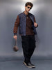 Two-tone suede finish jacket | Navy Blue