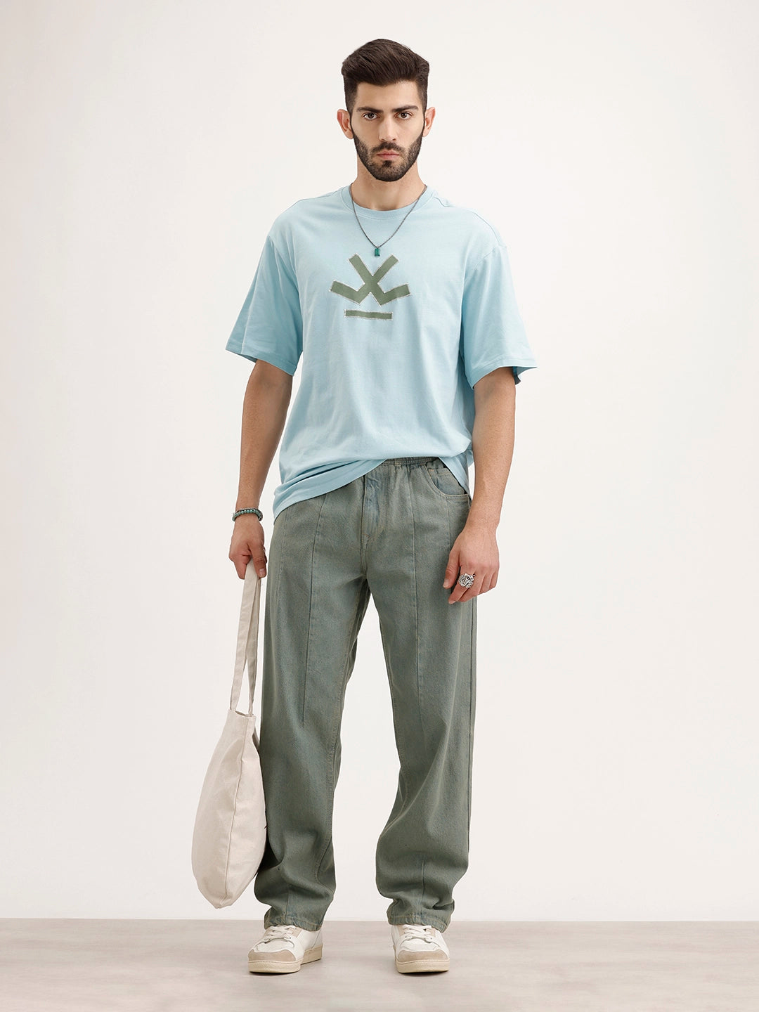 Oversized Embroidered T-Shirt | Teal