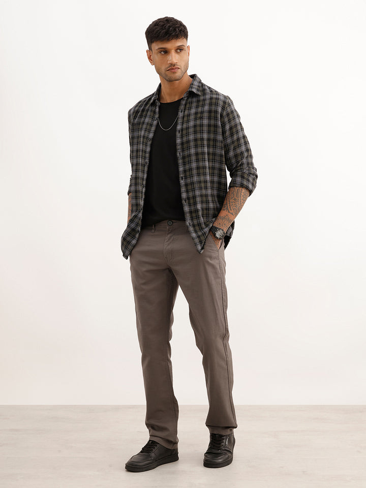 Solid Straight Fit Trouser | Grey