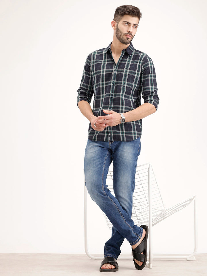 Regular Fit Checkered Shirt | Green