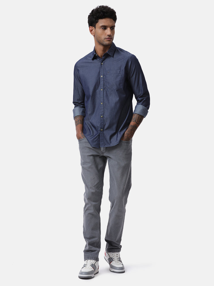 Navy Blue Denim Shirt