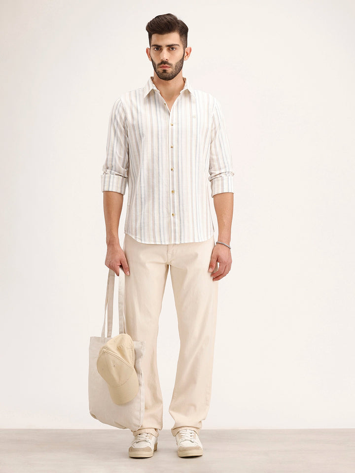 Slim Fit Striped Shirt | White