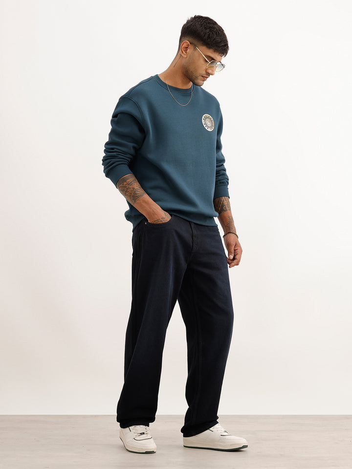 Solid Loose Fit Denim Jeans | Dark Blue