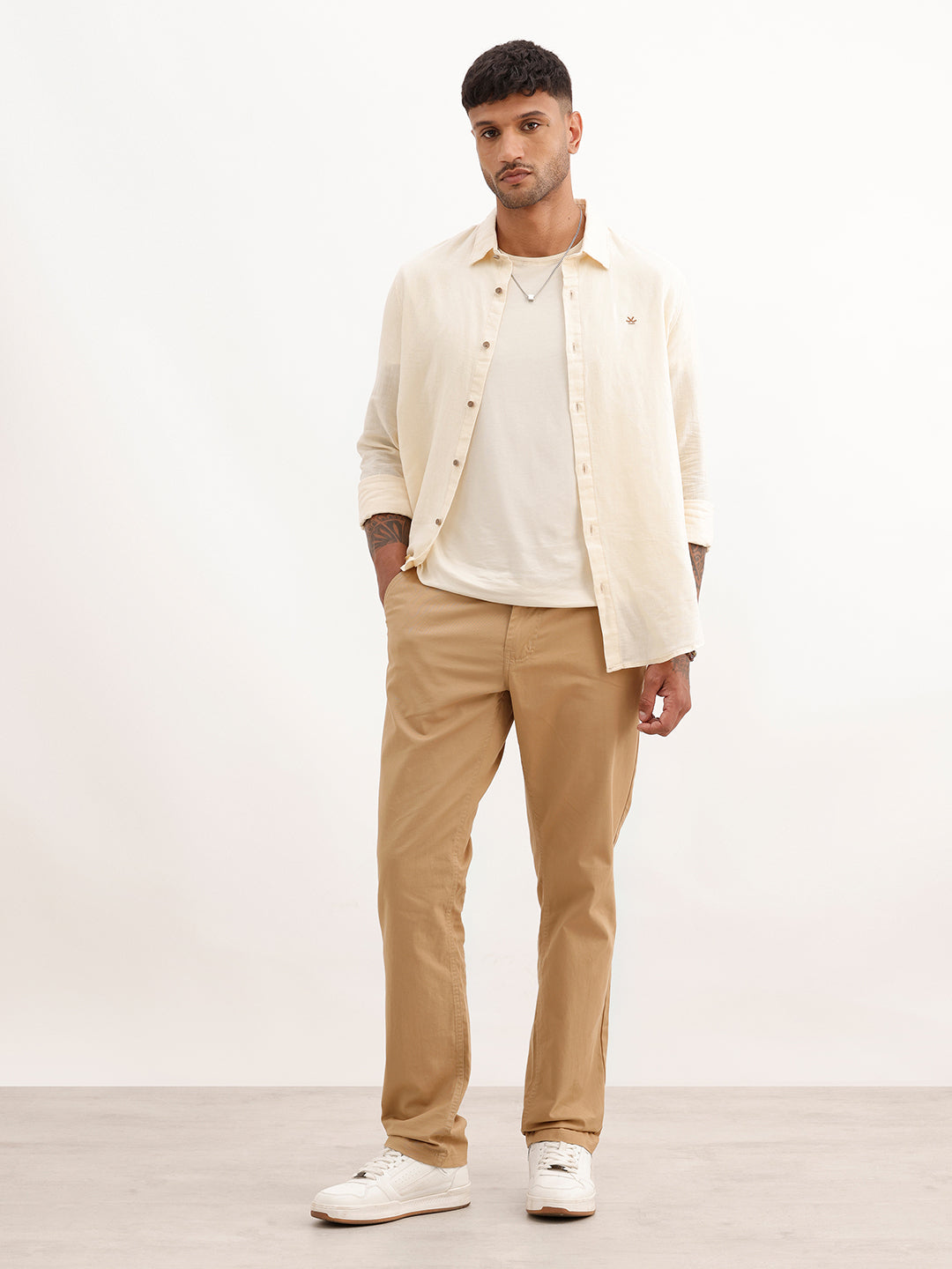 Solid Slim Fit Trousers | Khaki