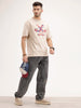 Oversized Placement Printed T-Shirt | Beige