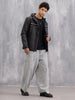 Quilted Jacket With Front Knitted Tape Detail | Black