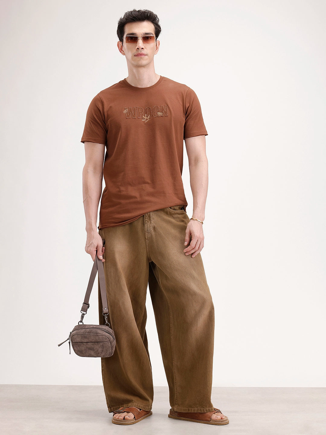 Slim Fit Emroidered T-Shirt | Brown
