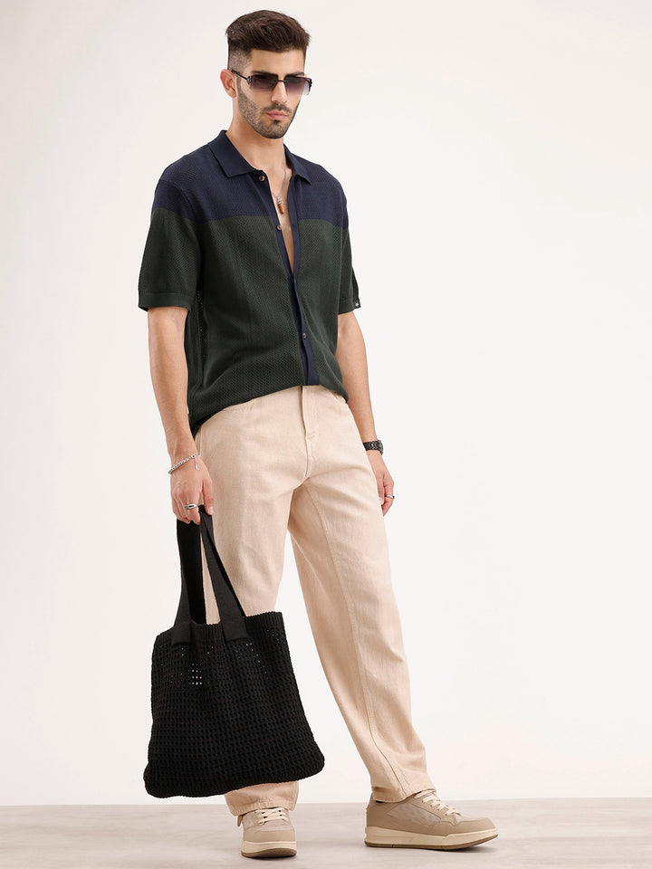 Oversized Flat Knit Shirt  | Olive