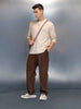 Textured Men's Casual Oversized Fit T-Shirt | Beige