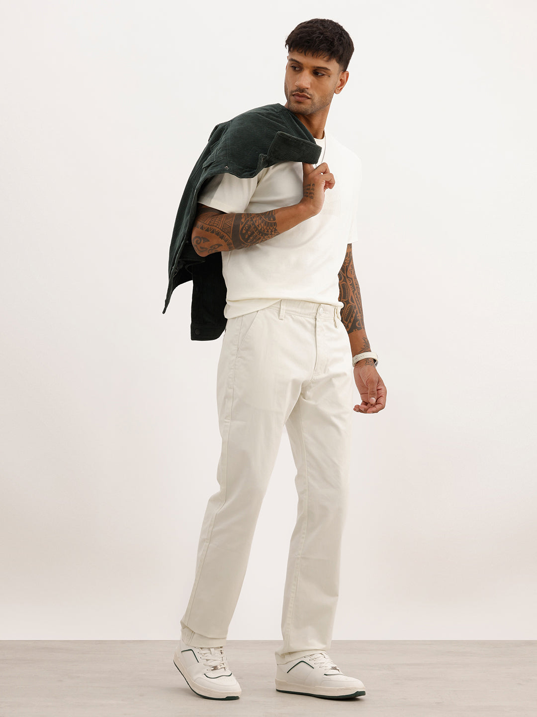 Classic Solid Straight Fit Trouser | White