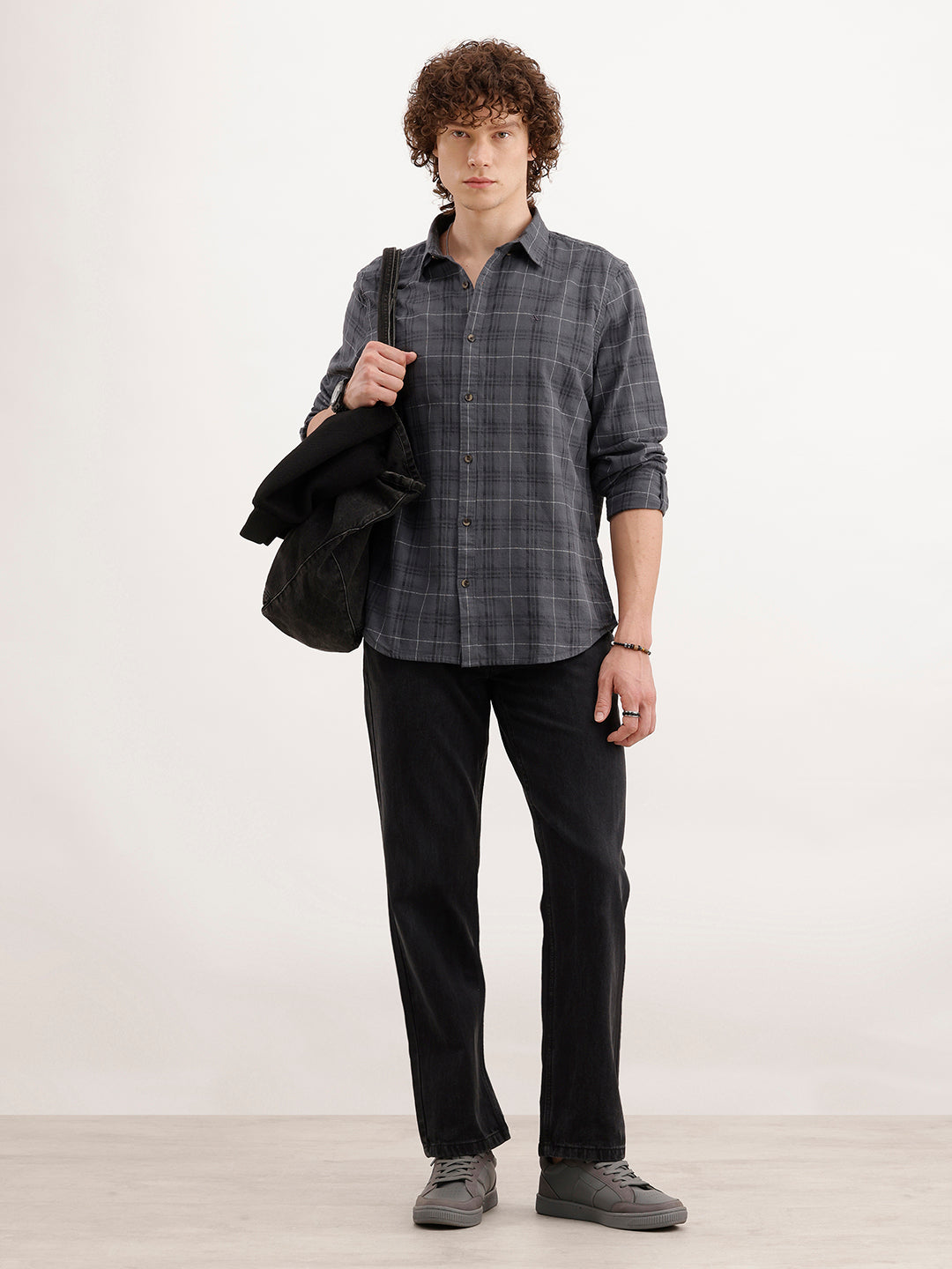 Slim Fit Textured Shirt  | Dark Grey