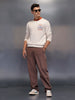 Men's casual sweatshirt with contrast collar detail | Beige