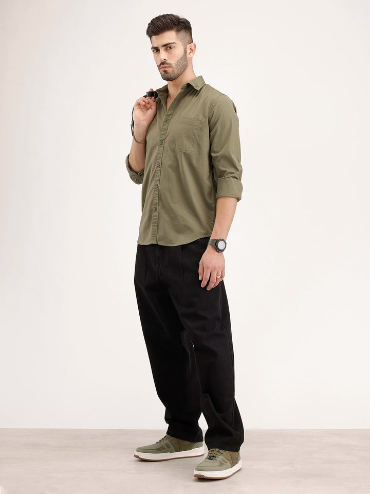 Solid Regular Fit Shirt | Olive