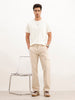 Solid Straight Fit Cargo Trouser | Beige