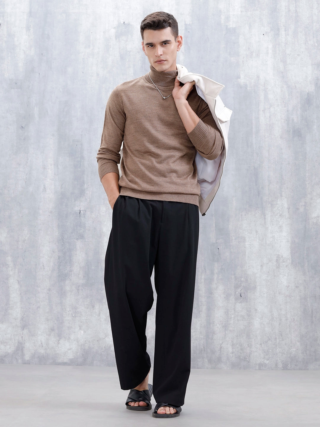 Men’s Casual Turtle Neck Sweater | Brown