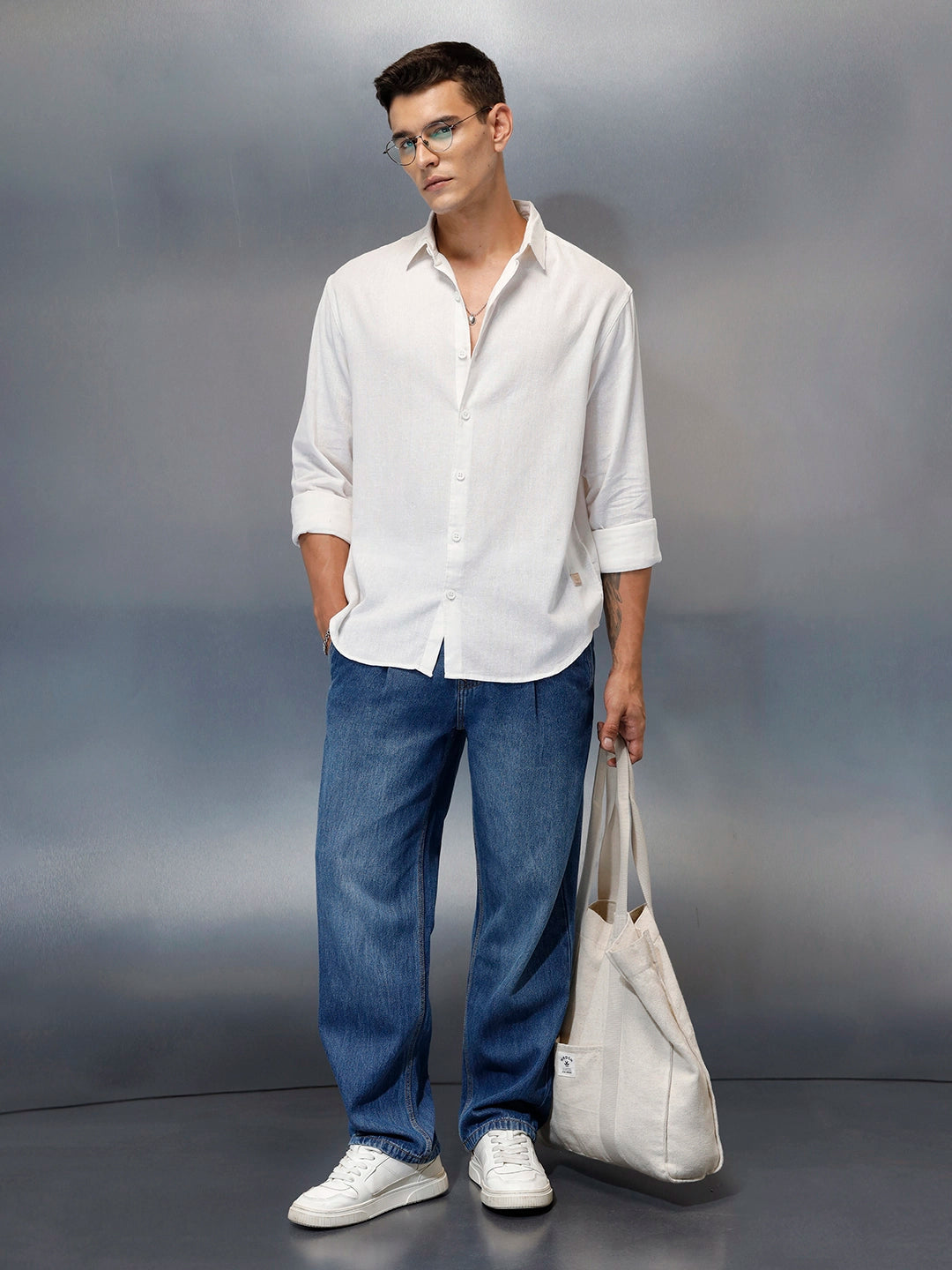 Men's Casual Regular Fit Shirt | Off White