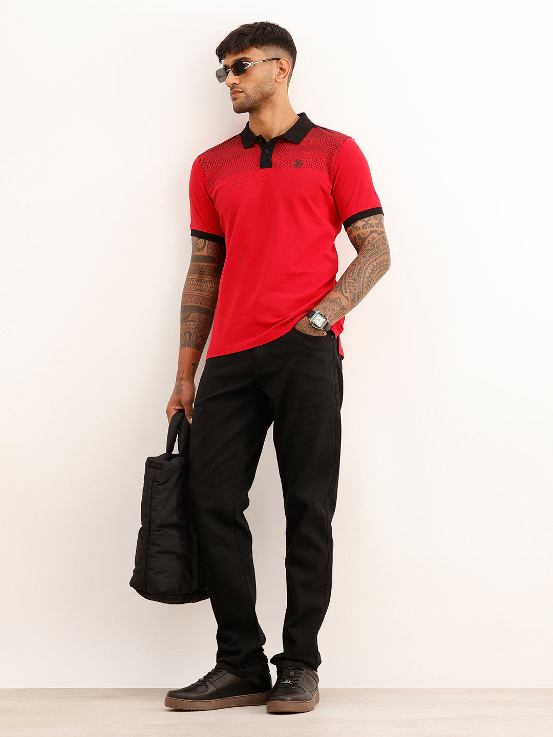 Regular Fit Placement Printed Polo T-Shirt | Red