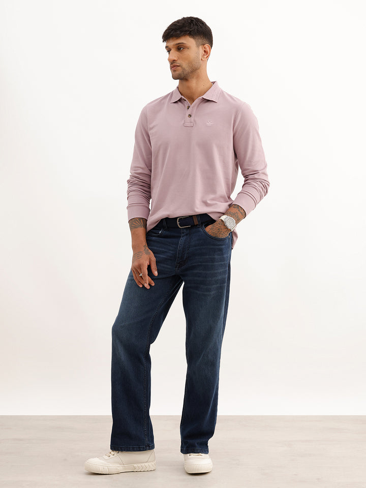 Slim Fit Full Sleeve Polo T-Shirt | Pink