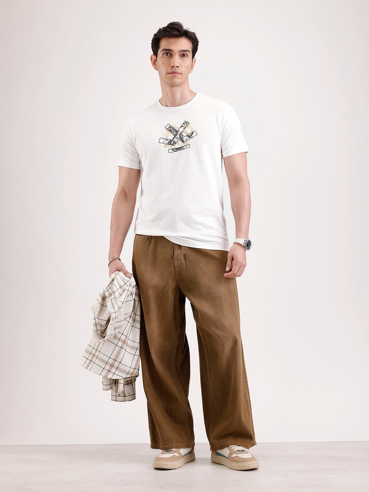 Classic Foil Printed T-Shirt  | Off White