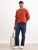 Solid Comfort Fit Textured T-Shirt | Rust