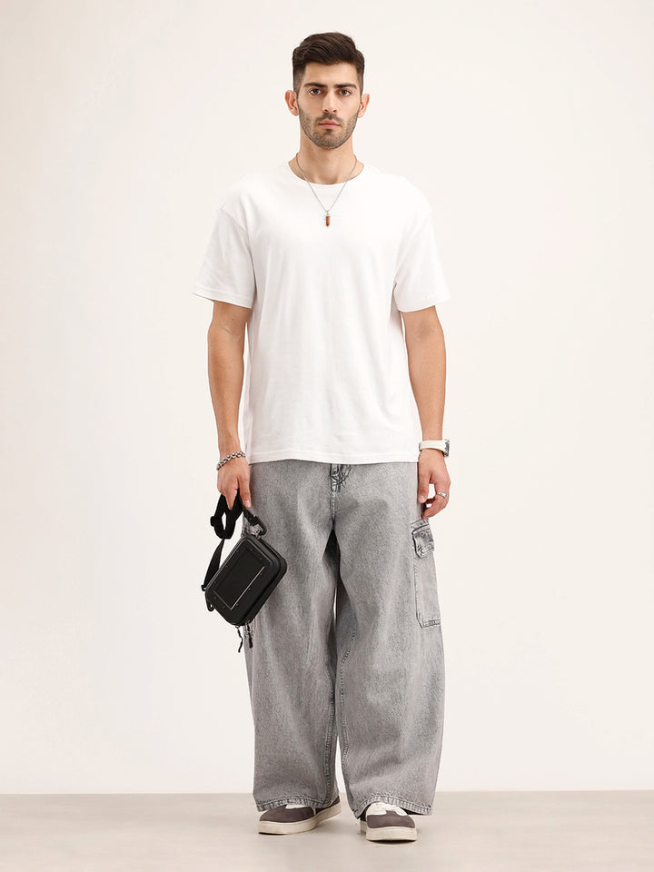 Baggy Cargo Fit Denim Jeans | Grey