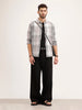 Textured Slim Fit Checkered Shirt | Grey