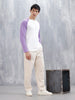 Wrogn Men's Raglan Sleeves Colorblocked Henley T-Shirt | White