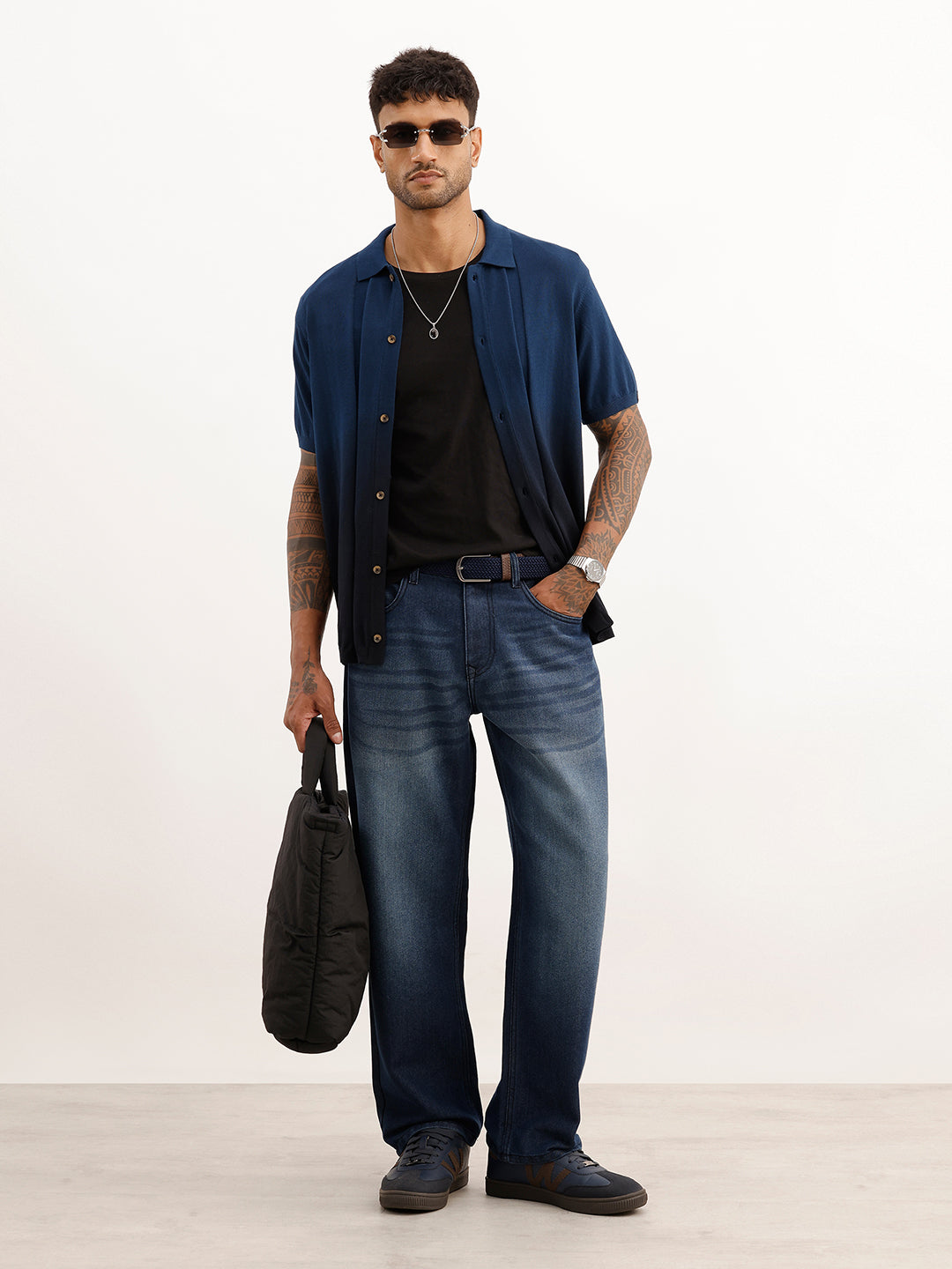 Loose Fit Faded Denim Jeans | Blue