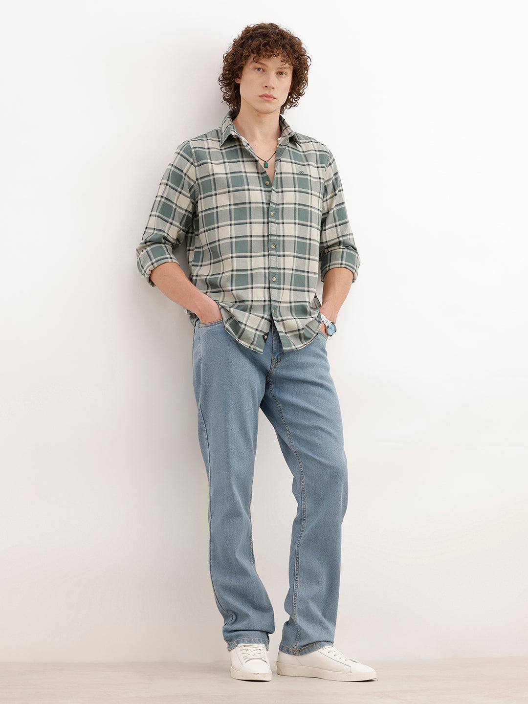 Regular Fit Checkered Shirt | Green