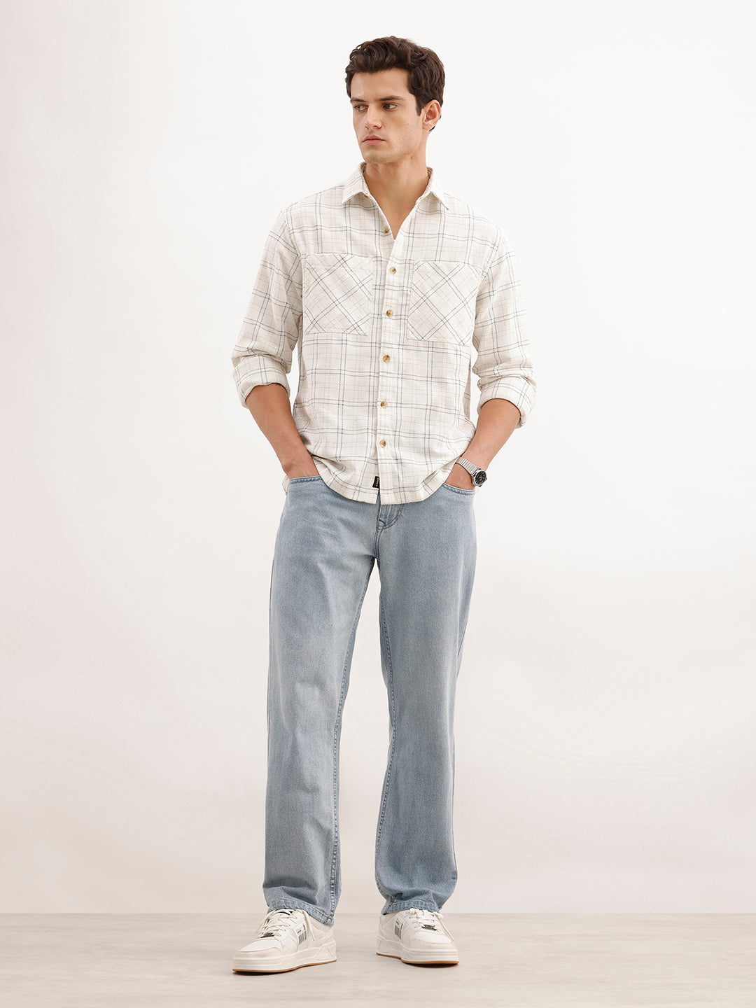 Comfort Fit Textured Shirt  | Off White
