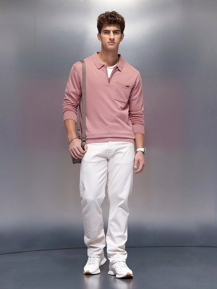 Men's Casual Slim Fit Sweater  | Pink