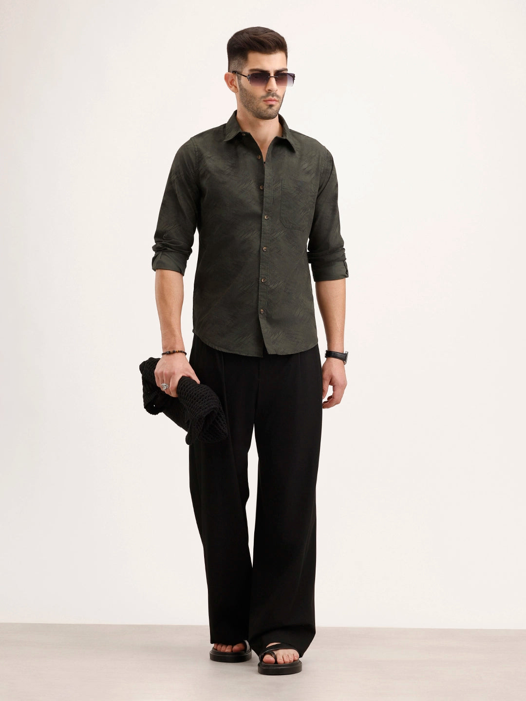 Regular Fit Full Sleeve AOP Shirt | Green