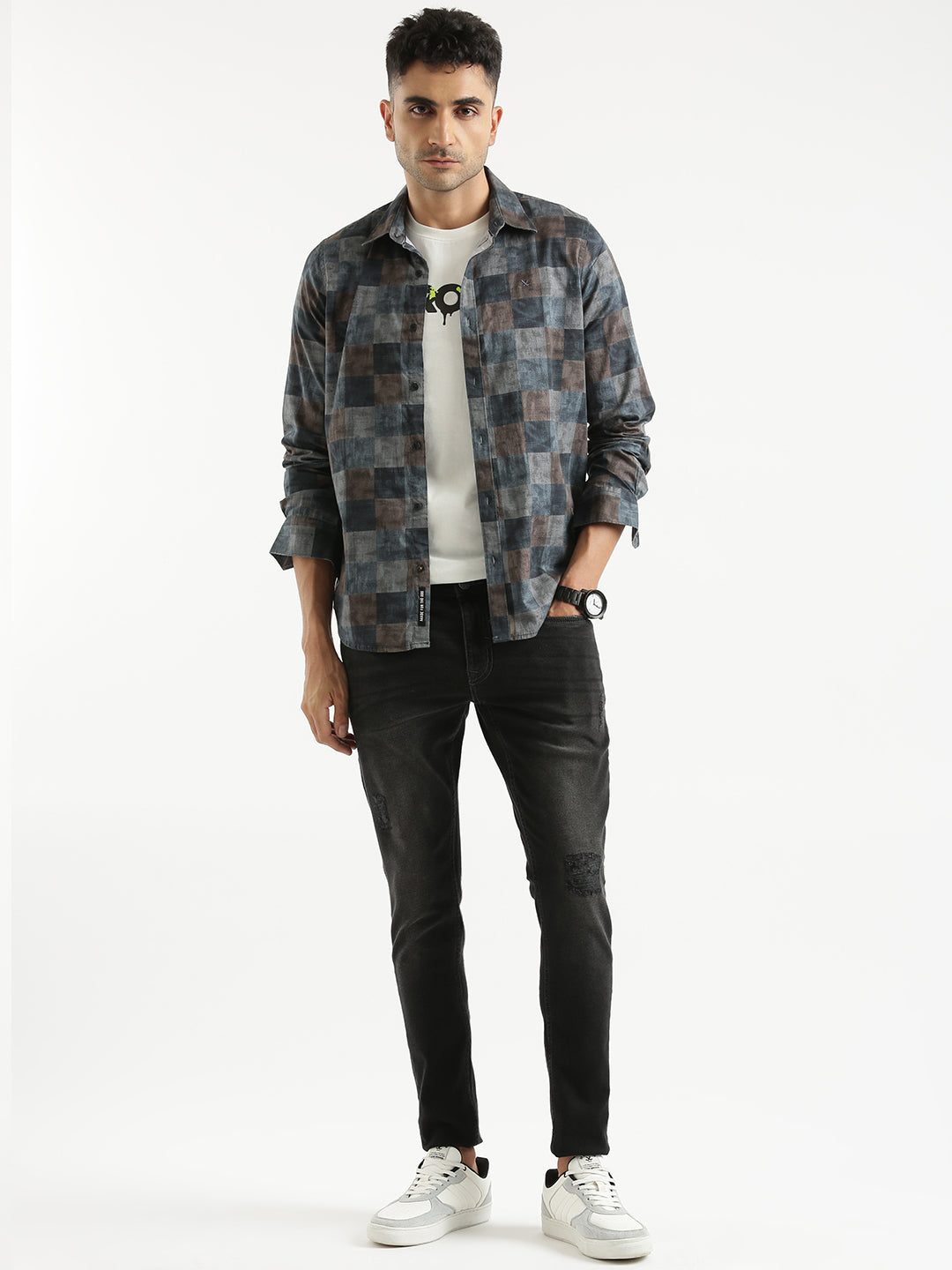 Eclectic Checkered Pattern Shirt