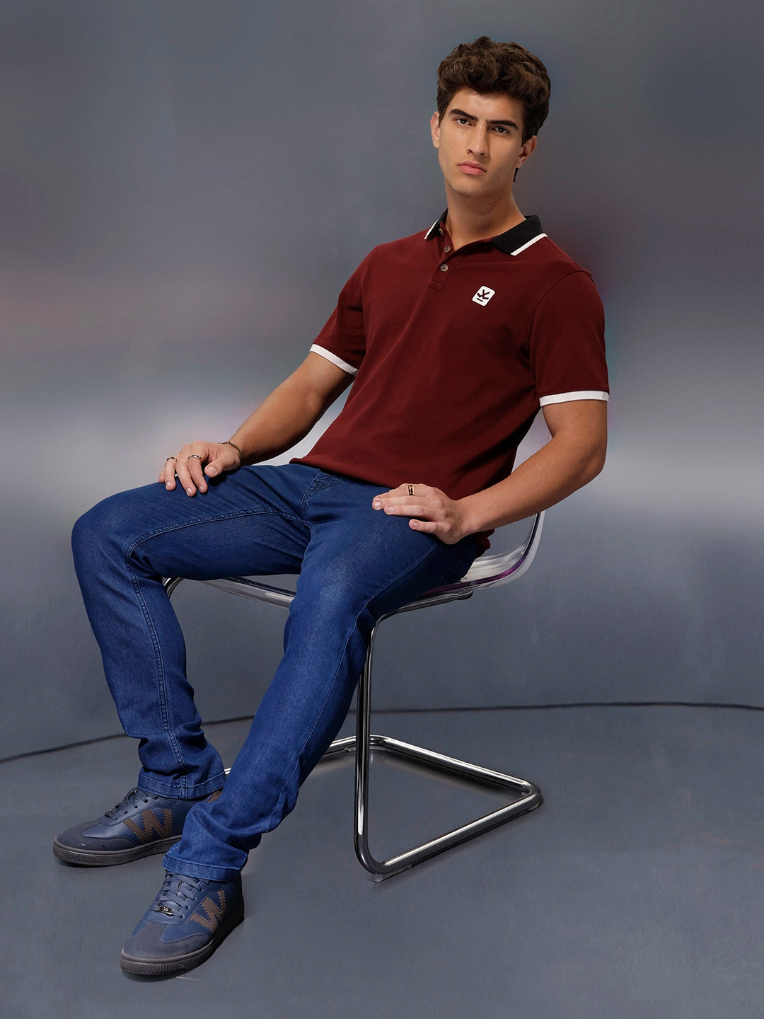 Solid Slim Fit Polo T-Shirt   |  Maroon