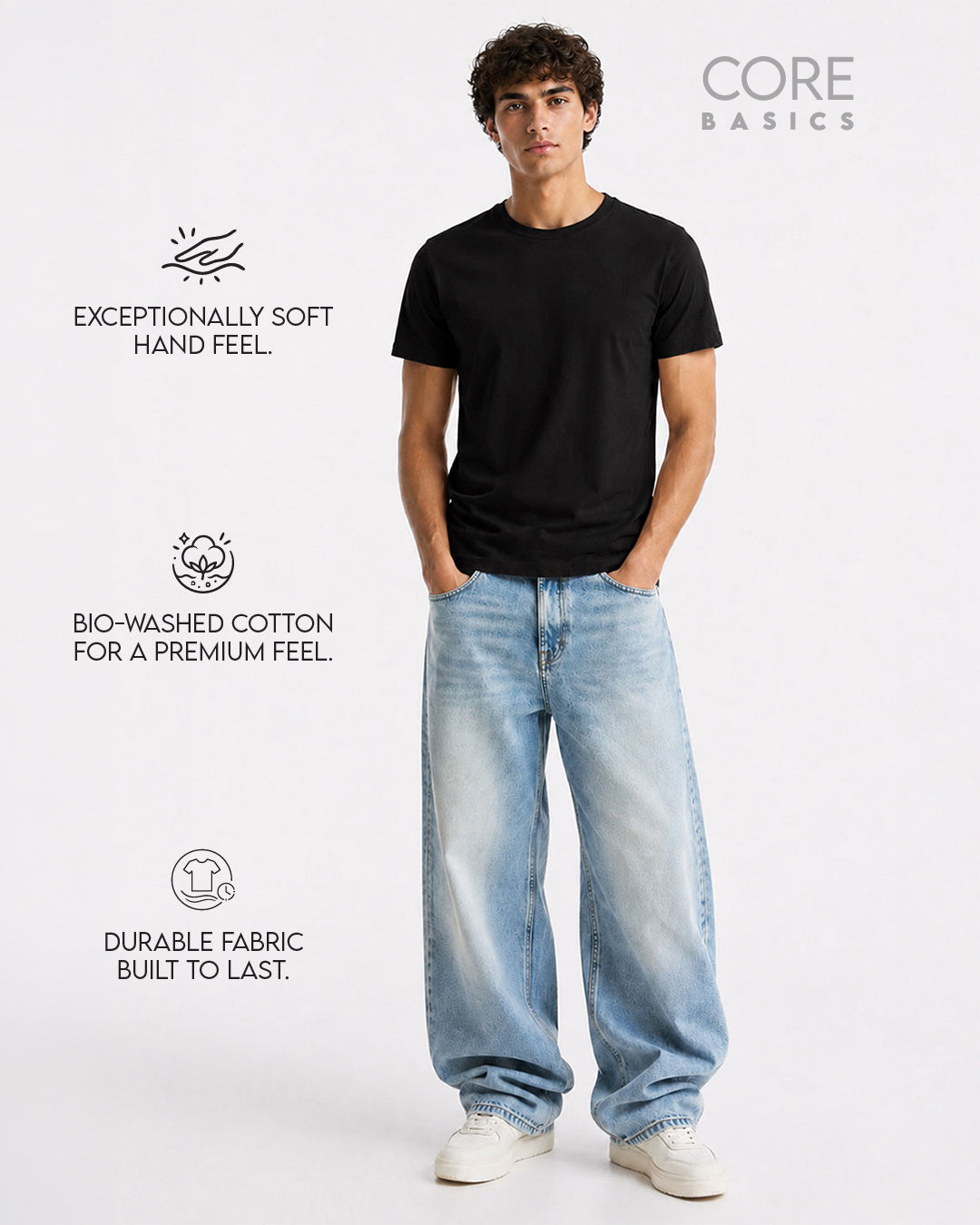 Core Basics Slim Fit T-Shirt 3-Pack | Essential | Multicolor | WTS01HSSL1316W-3