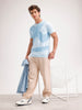 Slim Fit Pannel Printed T-Shirt  | Blue