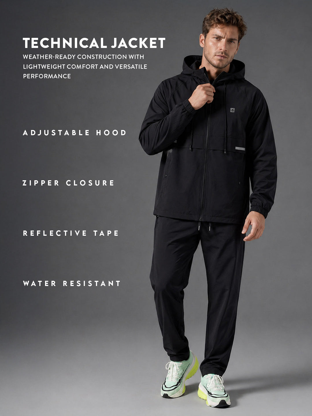 Technical Hooded Jacket | Active | Black
