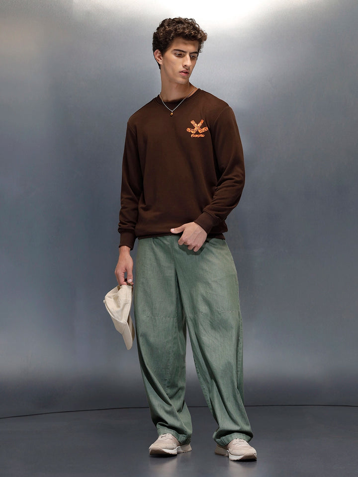 Men's Comfort Fit Wrogn branded Sweatshirt  | Brown