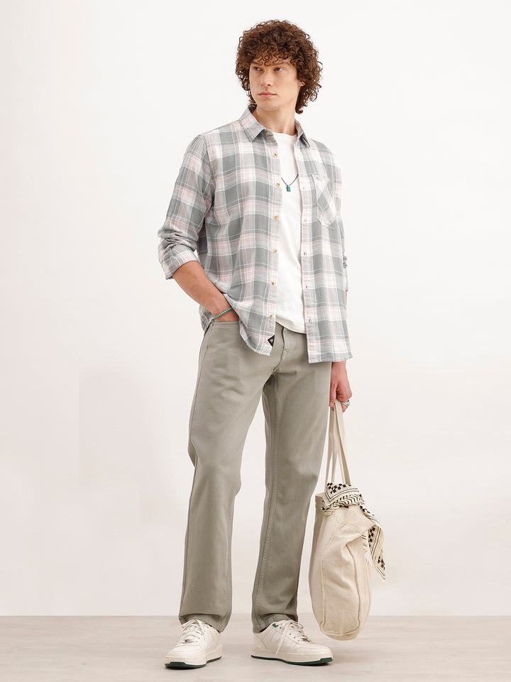 Slim Fit Textured Shirt  | Grey