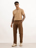 Solid Anti Fit Double Pleated Trouser | Brown